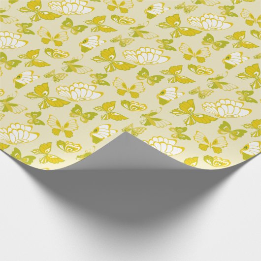 Yellow Butterfly Pattern Cadeaupapier (Hoek)