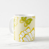 Yellow Butterfly Pattern Koffiemok (Voorkant links)