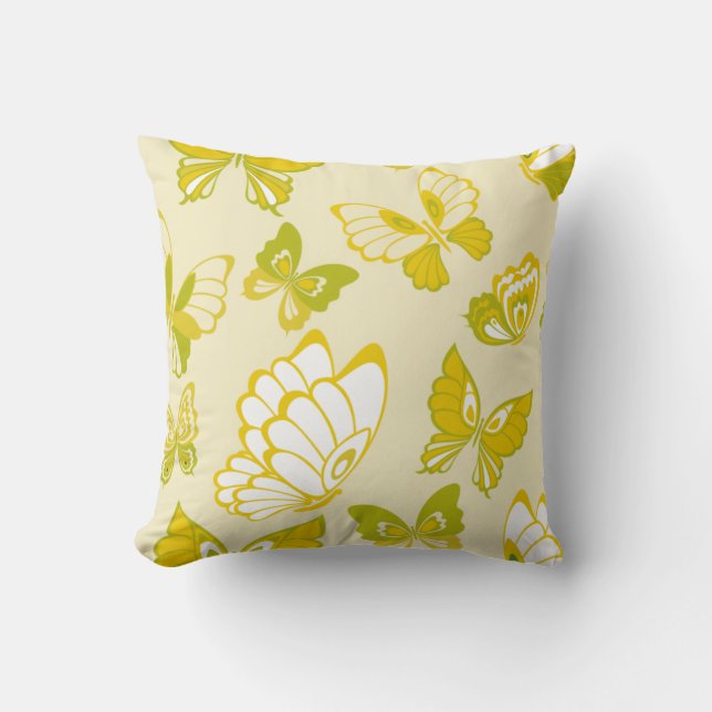 Yellow Butterfly Pattern Kussen (Voorkant)