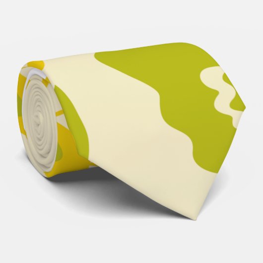 Yellow Butterfly Pattern Stropdas (Opgerold)