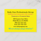 Yellow Butterfly Trustworthy Caregiver Visitekaartje (Achterkant)