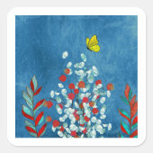 Yellow Butterfly Vierkante Sticker (Voorkant)