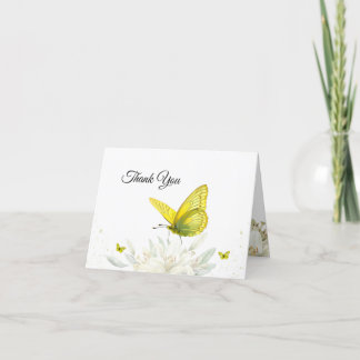 Yellow Butterfly Waterverf Dank u kaart