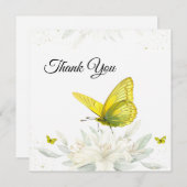 Yellow Butterfly Waterverf Dank u kaart (Voorkant / Achterkant)