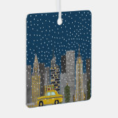 Yellow Cab in de stad  Metalen Ornament (Voorkant Rechts)