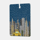 Yellow Cab in de stad  Metalen Ornament (Voorkant links)