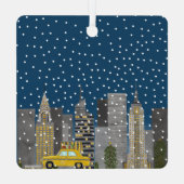 Yellow Cab in de stad  Metalen Ornament (Achterkant)