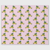 Yellow Cab Taxi Fir Tree Pattern roze Christmasr Cadeaupapier (Vlak)
