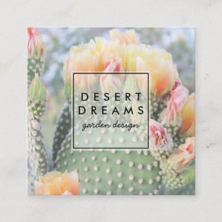 Yellow Cactus Flower Desert Garden Photo Travel Vierkante Visitekaartje