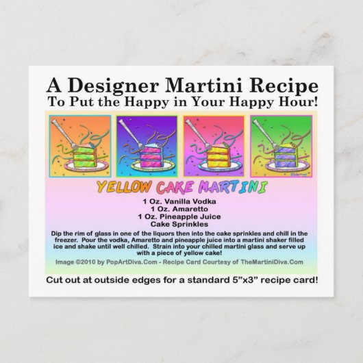Yellow Cake Martini Recept Kaart Briefkaart (Voorkant)