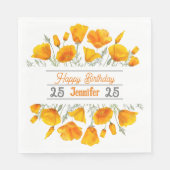 Yellow California Poppies Personalized Napkin Servet (Voorkant)