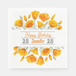 Yellow California Poppies Personalized Napkin Servet