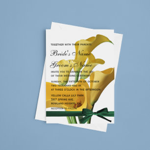 Yellow Calla Lelies Elegante Huwelijksuitnodiging Kaart