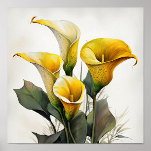 Yellow Calla Lilies Lily Bloemenkunst Print Poster