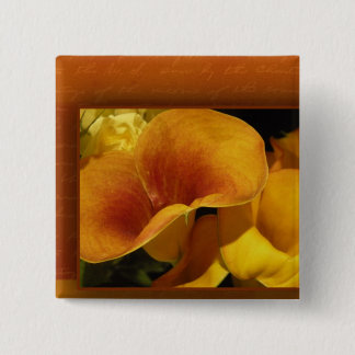 Yellow calla lily vierkante button 5,1 cm