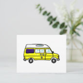 Yellow Campervan Briefkaart (Staand voorkant)