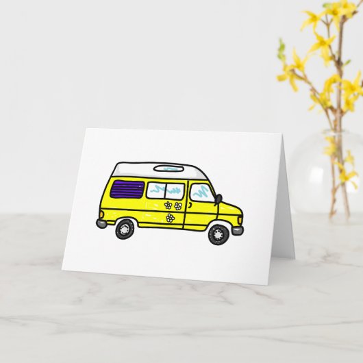 Yellow Campervan Kaart (Gele Bloem)
