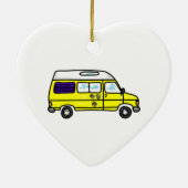 Yellow Campervan Keramisch Ornament (Achterkant)