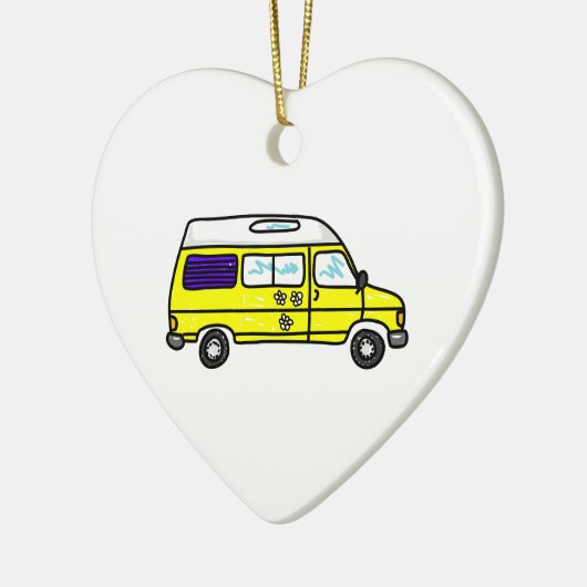 Yellow Campervan Keramisch Ornament (Links)