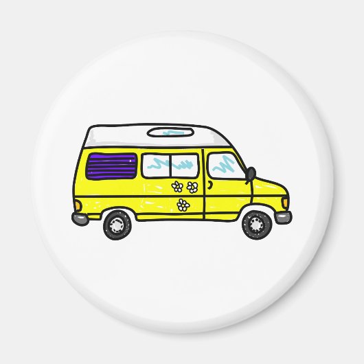 Yellow Campervan Magneet (Voorkant)