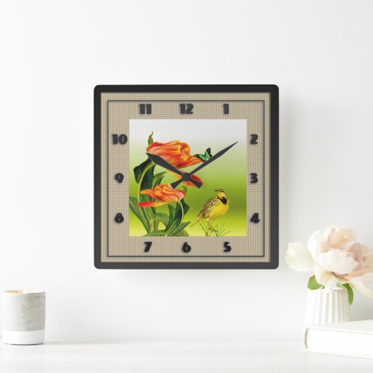 Yellow Canarie name Hoho Vierkante Klok (Huis)