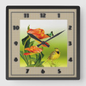 Yellow Canarie name Hoho Vierkante Klok (Voorkant)