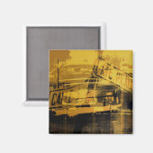 Yellow Car and Street Sign Magneet (Voorkant / Achterkant)