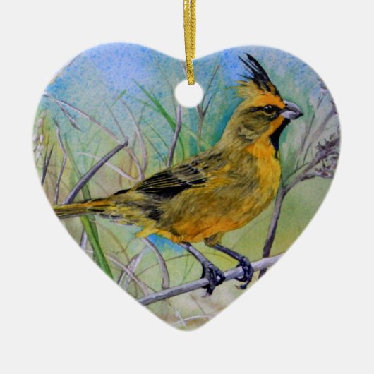 Yellow Cardinaal kerstversiering Keramisch Ornament (Voorkant)