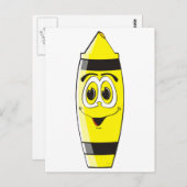 Yellow Cartoon Crayon Briefkaart (Voorkant / Achterkant)