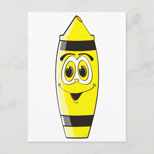 Yellow Cartoon Crayon Briefkaart (Voorkant)