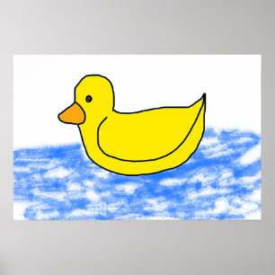 Yellow Cartoon Ducky Poster
