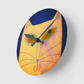 Yellow Cat Abstracte kunst Ronde Klok (Hoek)