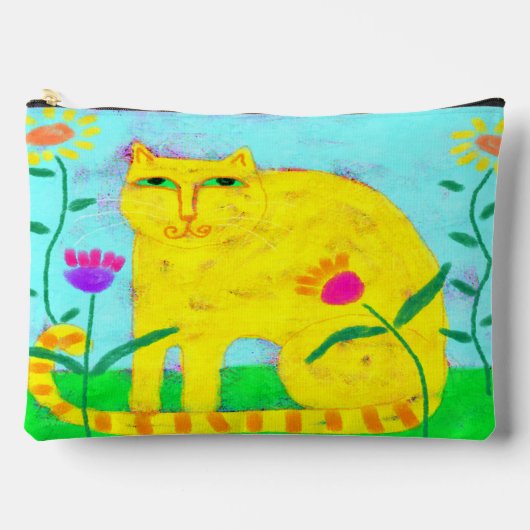 Yellow Cat met bloemen Abstracte kunst Etui (Voorkant)