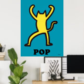 Yellow Cat Pop Art Bold Cartoon Dierensilhouet Poster (Thuiskantoor)