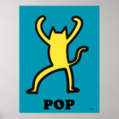 Yellow Cat Pop Art Bold Cartoon Dierensilhouet Poster (Voorkant)