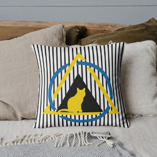 Yellow Cat Schattige Cool Modern Kleurrijk Stripe  Kussen