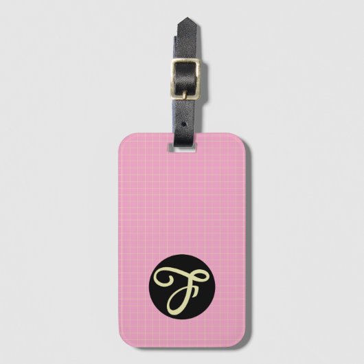 Yellow Cell Pink Plaid Pattern Modern Elegant Bagagelabel (Voorkant (verticaal))
