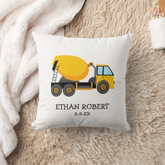 Yellow Cement Construction Truck Custom Baby Boy Kussen (Deken)