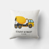 Yellow Cement Construction Truck Custom Baby Boy Kussen (Achterkant)