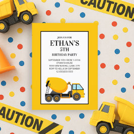 Yellow Cement Truck Birthday Party Briefkaart