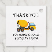 Yellow Cement Truck Child's Birthday Bedankt Bedankjes Labels (Achterkant)