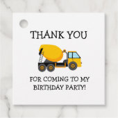Yellow Cement Truck Child's Birthday Bedankt Bedankjes Labels (Voorkant)