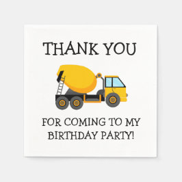 Yellow Cement Truck Child's Birthday Bedankt Servet