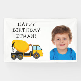 Yellow Cement Truck Child's Birthday Foto Spandoek