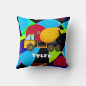 Yellow Cement Truck, Geometrische vormen Naam kind Kussen (Achterkant)