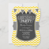 Yellow Chalkboard Chevron Birthday Invite Kaart (Voorkant)