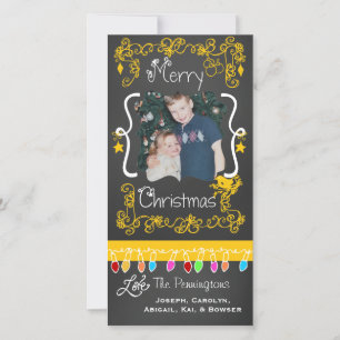 Yellow Chalkboard Merry-kerstfotokaart Feestdagenkaart