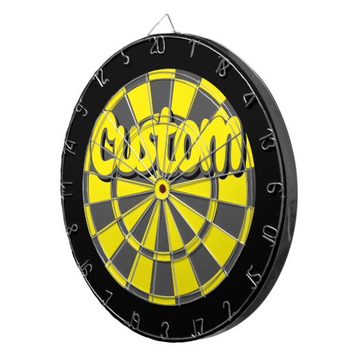 Yellow, Charcoal Gray, And Black Fun Custom Design Dartbord (Voorkant Rechts)