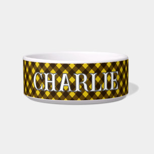 Yellow Check Dog Voerbakje