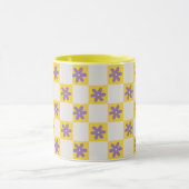 Yellow Checkerboard Floral Pattern – Purple Daisy Mok (Midden)